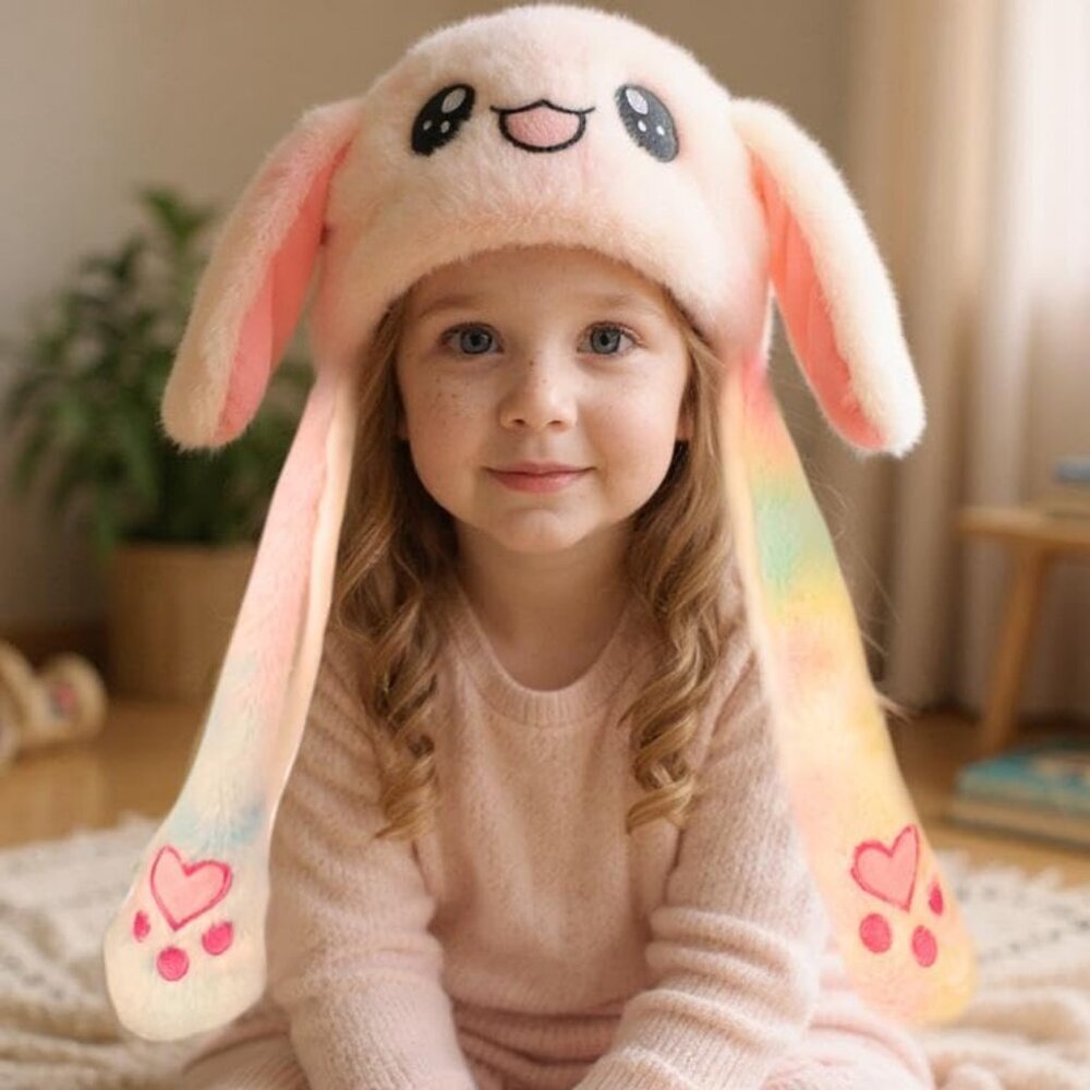 Kids rainbow Animal Hat with Ears Moving Jumping Pop Up Beating Plush Holiday - Picture 4 of 9